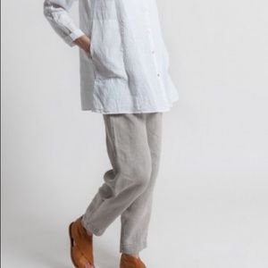 Oska Linen Charcoal Gray Loose Fit Trousers